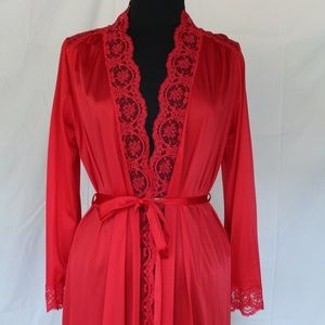 Vintage Olga Red Lace Robe